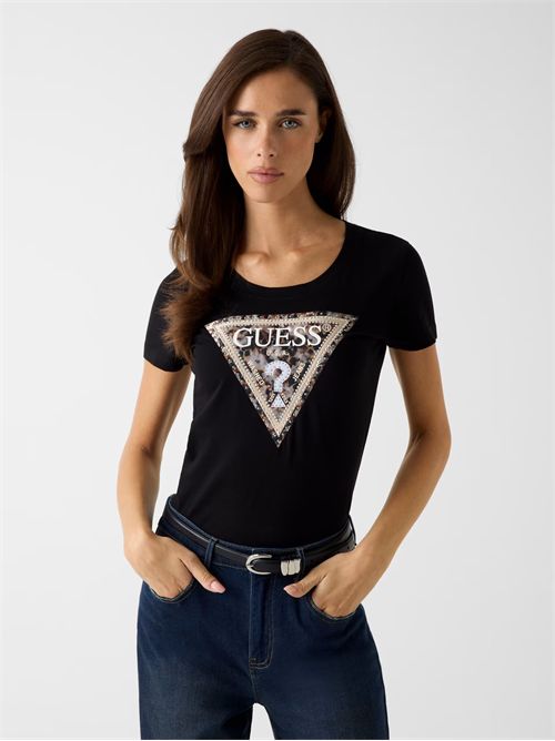 T-shirt con logo triangolare GUESS | W6RI32J1314/JBLK